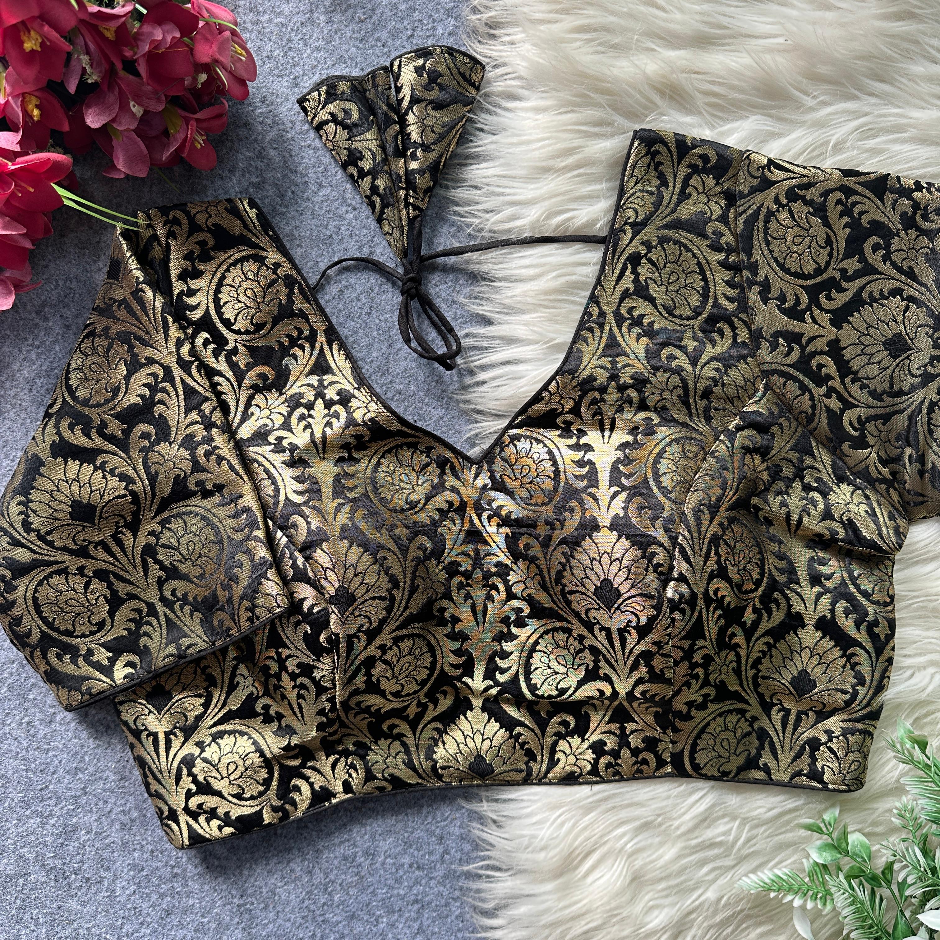 BIG SIZE -Sabyasachi inspired Jacquard Silk-Black